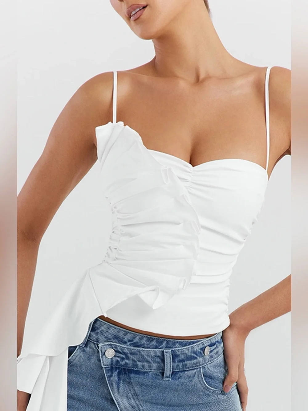 Mistress Rocks White Ruffle Top - Medium - Picture 1 of 7
